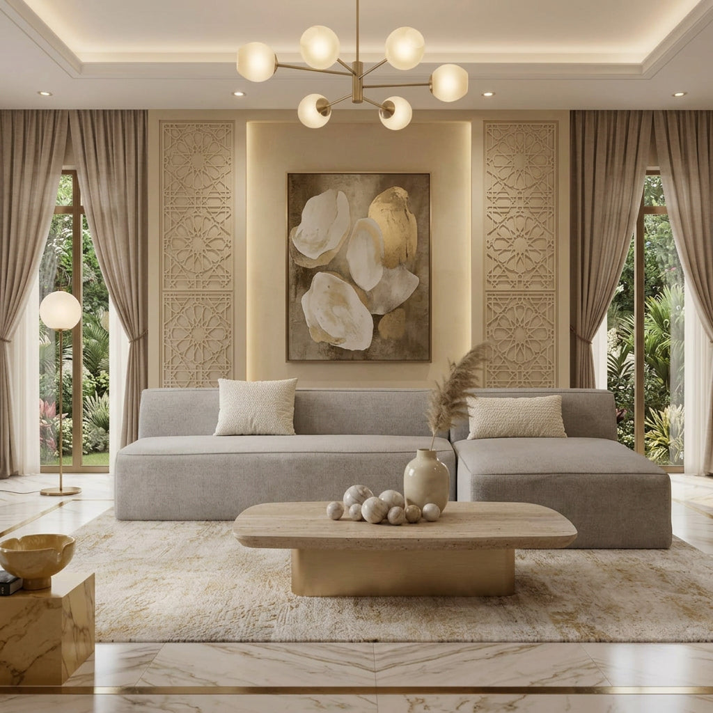 SULSHA light grey L-shaped velvet sectional sofa with right-facing chaise