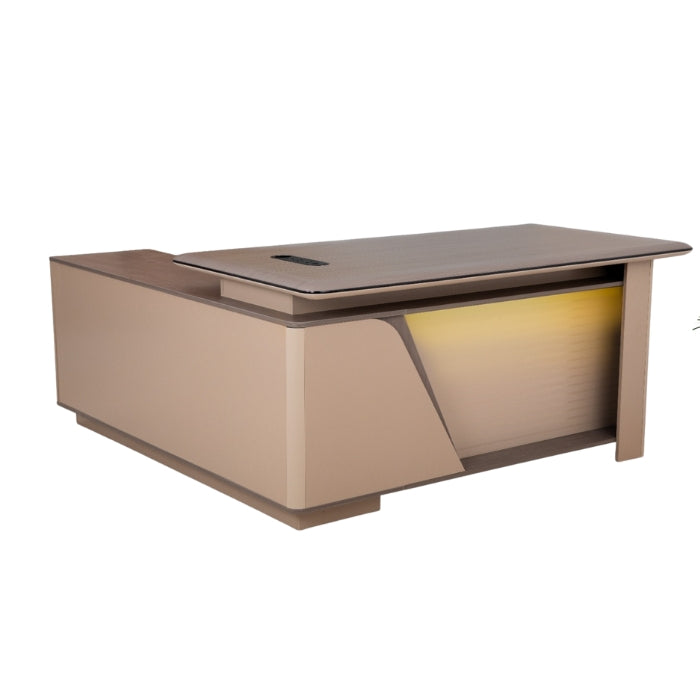 SULSHA Office Table Executive modern L shape Table (L 1.6M) With Smart Universal Extension Board 4 Power Socket + 2 Usb Plug 1 Type C