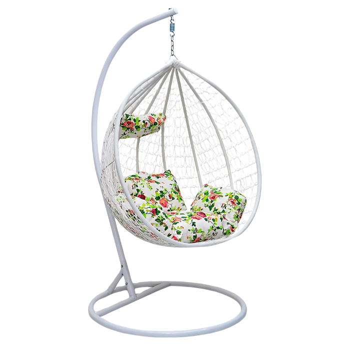 SULSHA Best Hanging swing chair Hanging Egg Indoor Outdoor Patio Wicker Rattan Swing Chair with UV Resistant Random Washable Cushions & Iron Frame for Garden, Living Room & Backyard & (WHITE)