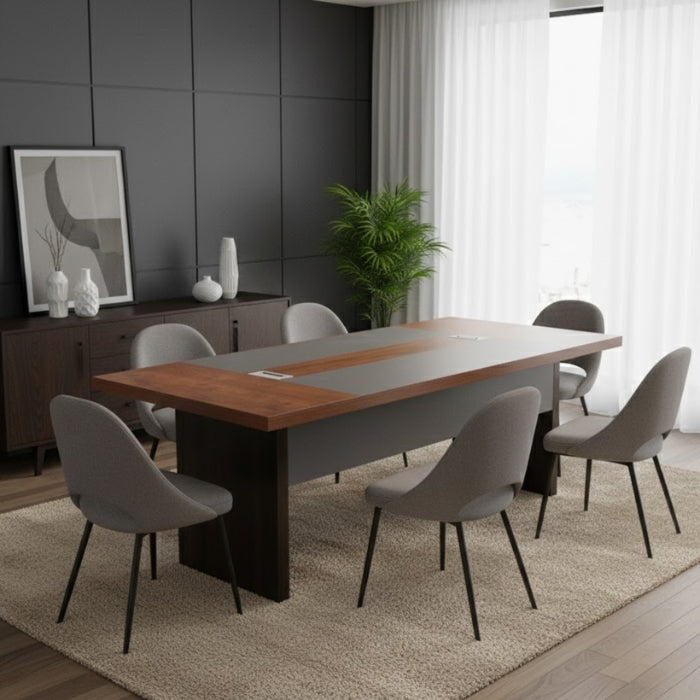 Sulsha Ultra Finished Conference Table for Office, Office Meeting Table, Conference Room Table - OAK/GREY