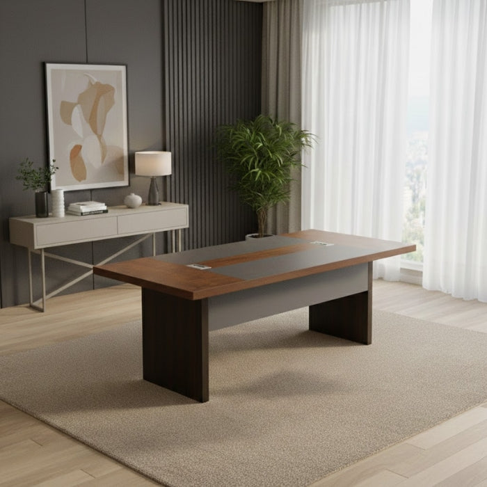 Sulsha Ultra Finished Conference Table for Office, Office Meeting Table, Conference Room Table - OAK/GREY