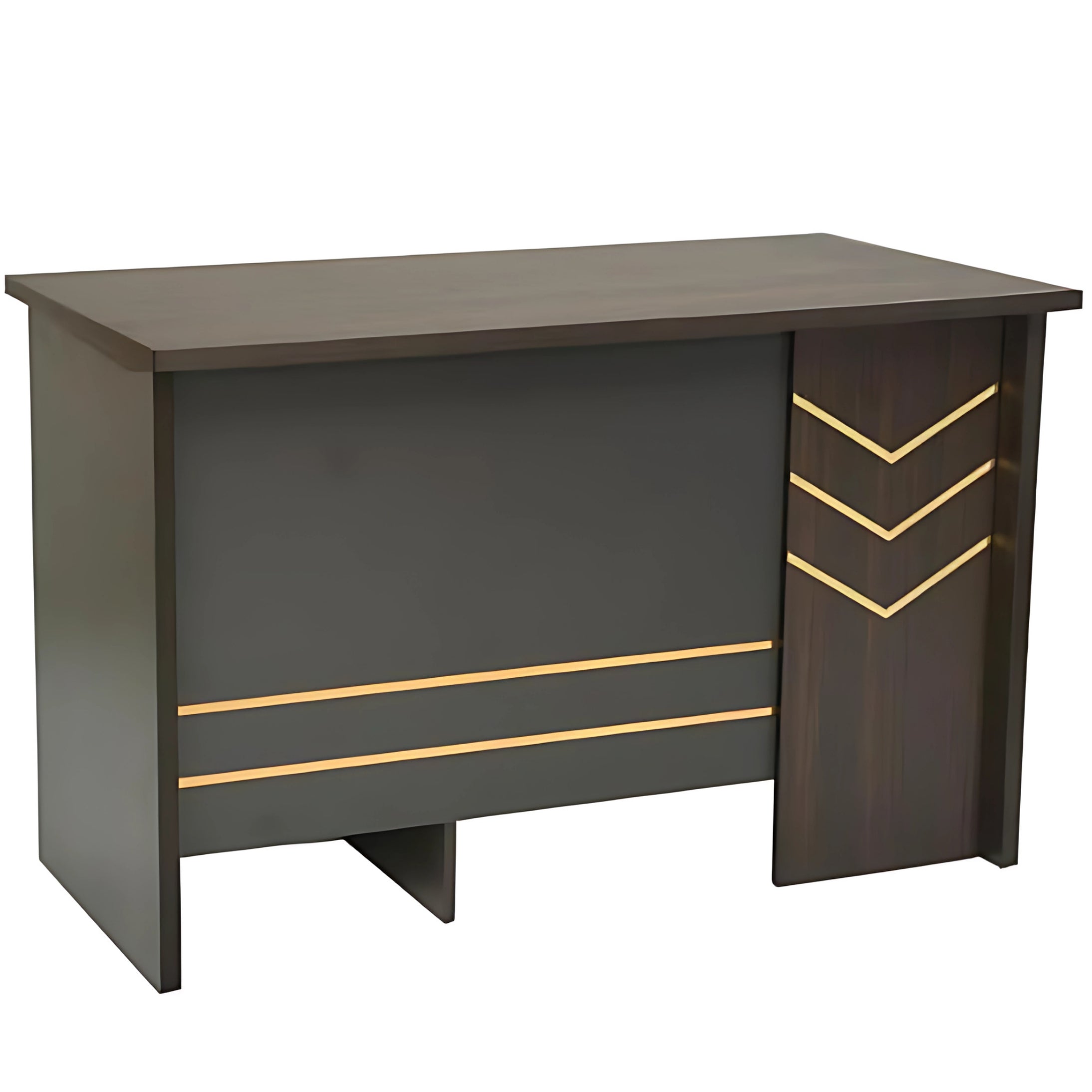 SULSHA 3 Drawer Wooden Office Desk – 100cm Walnut & Grey | Modern Computer Table, Study Desk, Home Office Workstation, Durable Writing Table with Storage
