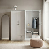 Riley 2 Door Wooden Wardrobe With One Lockable Drawer (With Assembly, White)