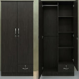 Riley 2 Door Wooden Wardrobe With One Lockable Drawer (With Assembly, White)