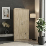Multi Home Furniture White Storage Cabinet - Big Cupboard, 2 Door Wardrobe with Shelves & Hanger Rod Cabinet for Clothes, Key Lock Wardrobe Organizers and Storage, Drawers for Bedroom Furniture